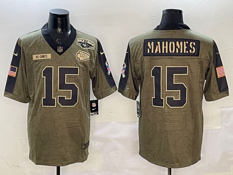 Men Kansas City Chiefs #15 Mahomes Green 2025 Nike Salute to Service Limited NFL Jersey style 5